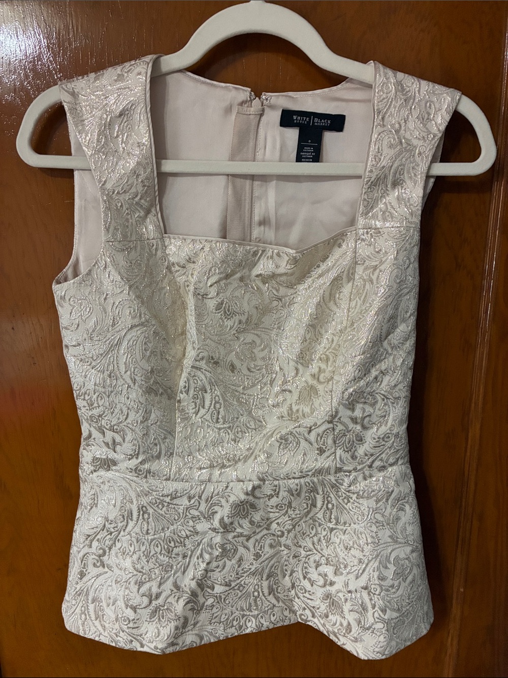 #2 - White House Black Market Ivory Brocade Strapless Dress Top